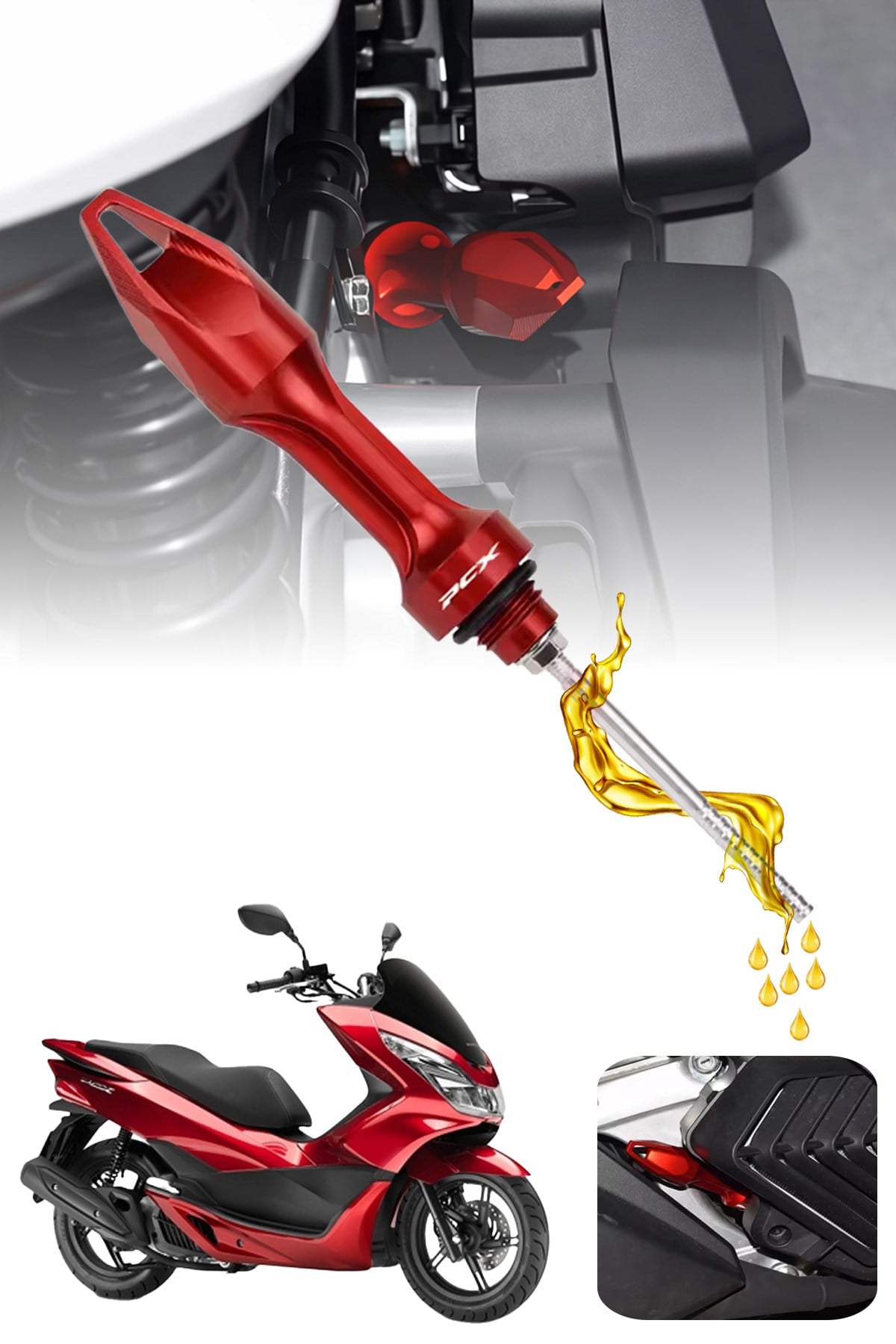 Honda Pcx Uyumlu Yağ Çubuğu 2020-2026 Cnc Kırmızı
