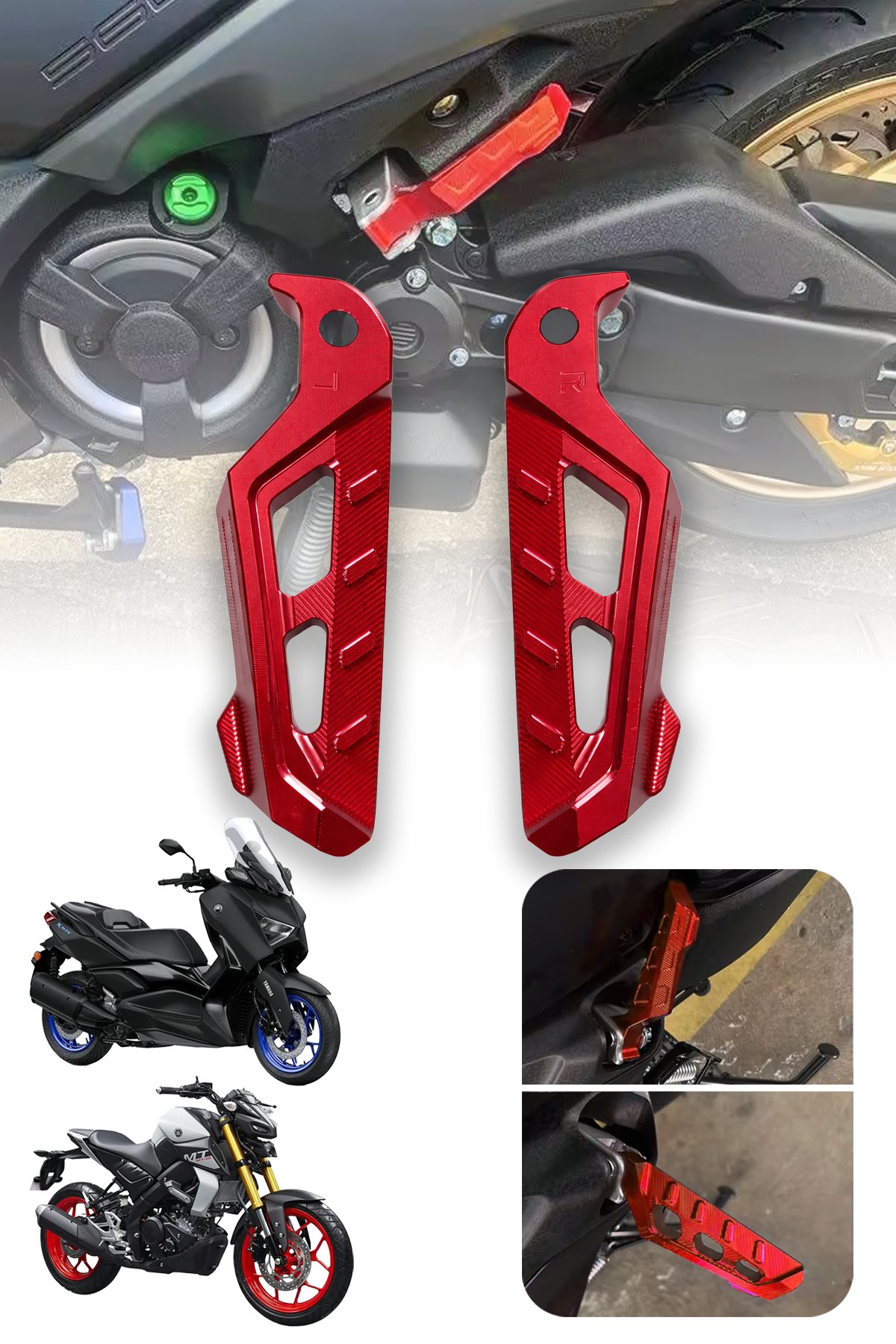 Universal Motosiklet Artçı Ayak 130mm Cnc Kırmızı