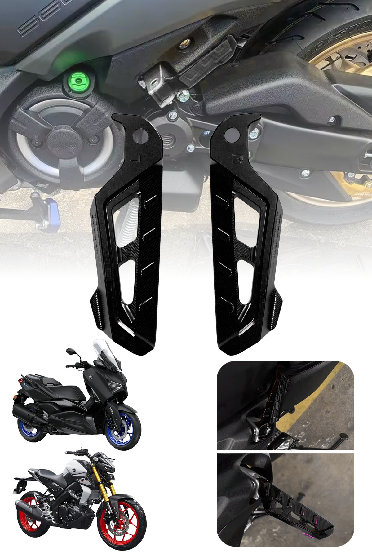 Universal Motosiklet Artçı Ayak 130mm Cnc Siyah