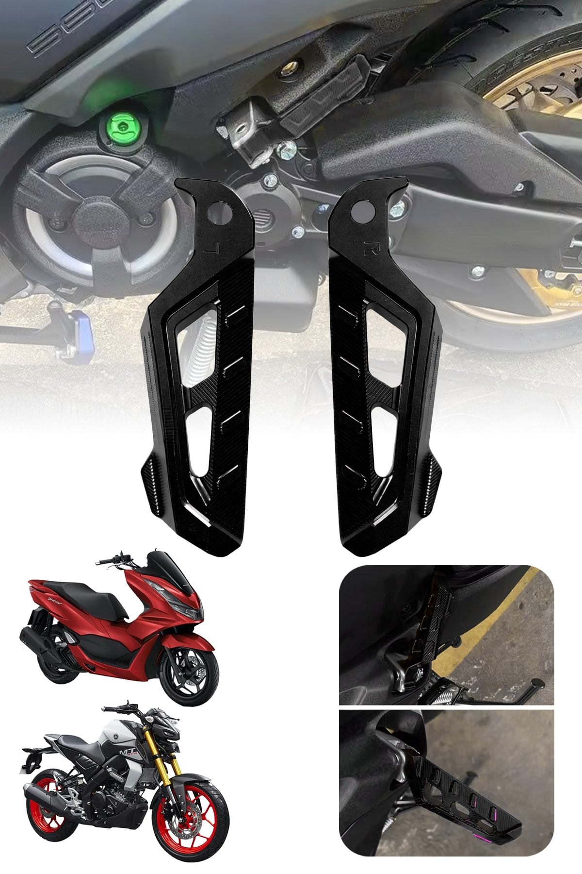 Universal Motosiklet Artçı Ayaklık 130mm Cnc Siyah