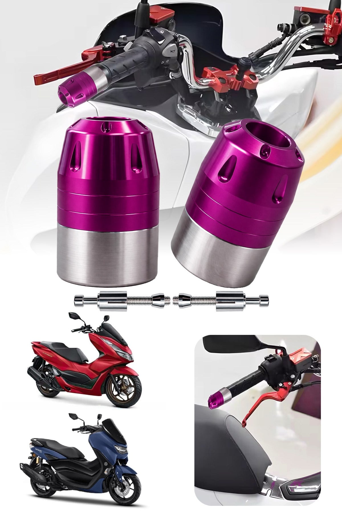 Universal Motosiklet Gidon Denge Topuzu Sıkıştırma Cnc Mor