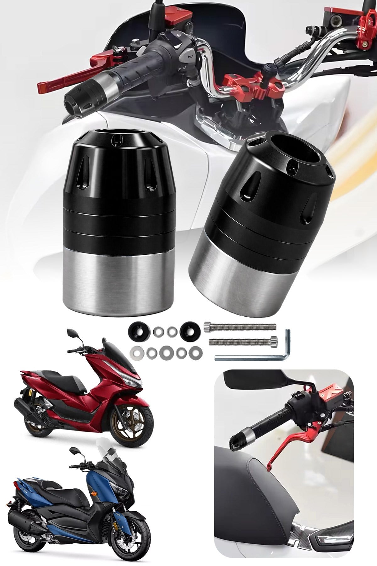 Universal Motosiklet Gidon Denge Topuzu Vidalı Cnc Siyah