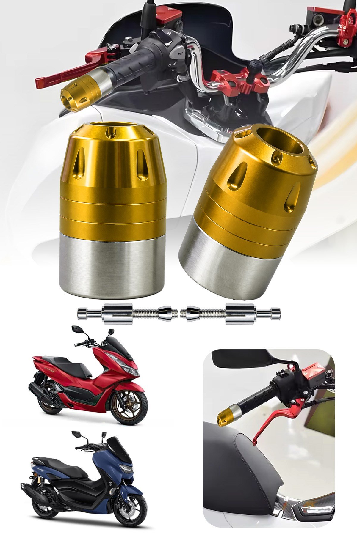 Universal Motosiklet Gidon Denge Topuzu Sıkıştırma Cnc Gold