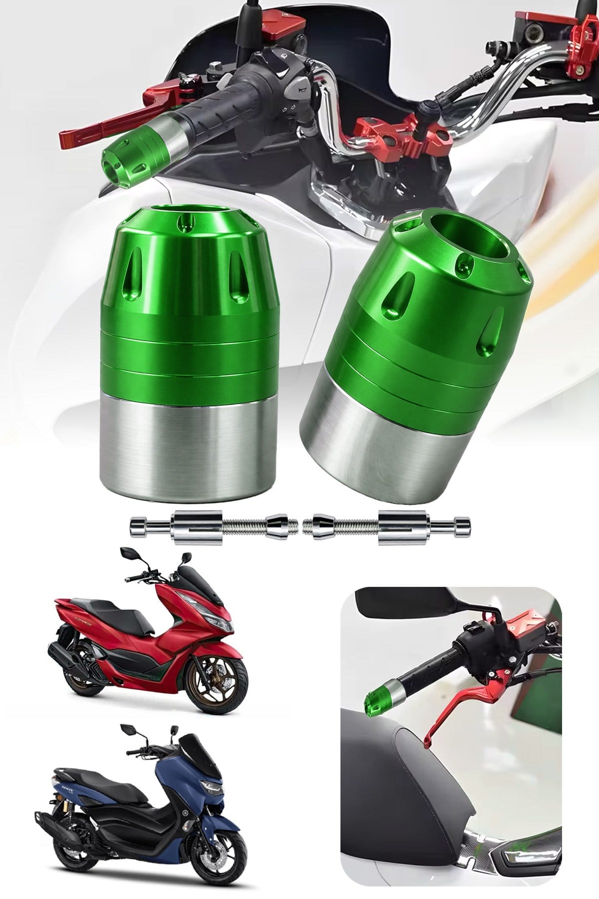 Universal Motosiklet Gidon Denge Topuzu Sıkıştırma Cnc Yeşil