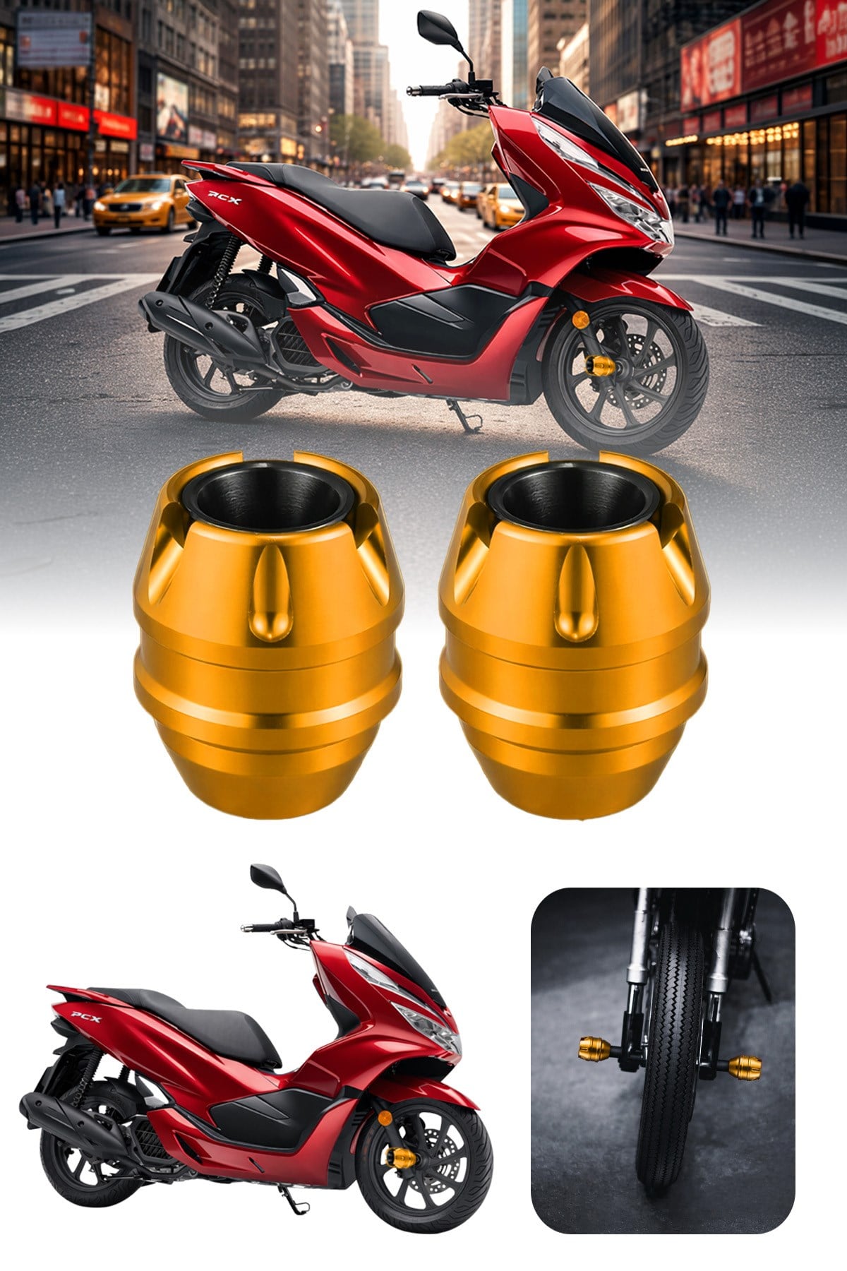Universal Motosiklet Mil Koruma Takozu Cnc Gold