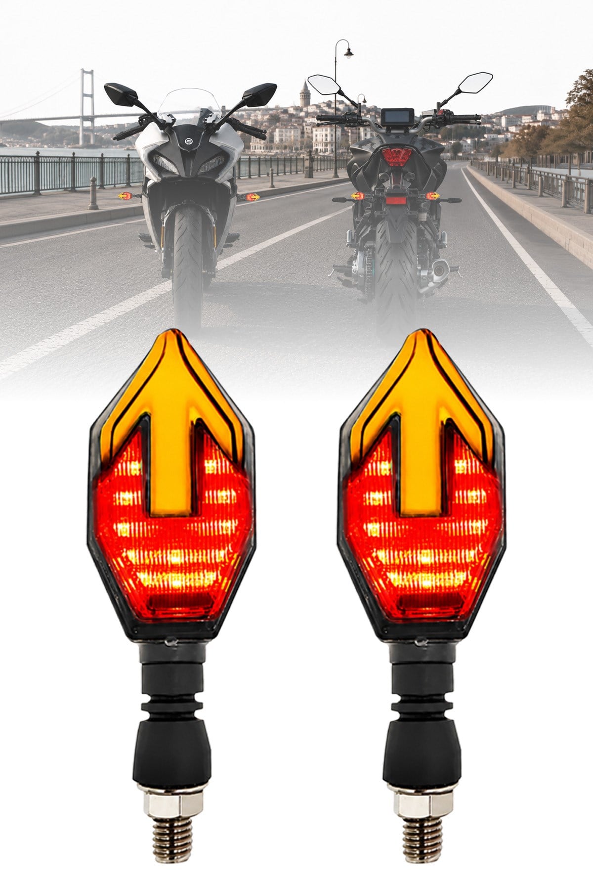 Universal Sinyal Ledi Çift Ok Model Vidalı | Tüm Motosikletler İle Uyumlu
