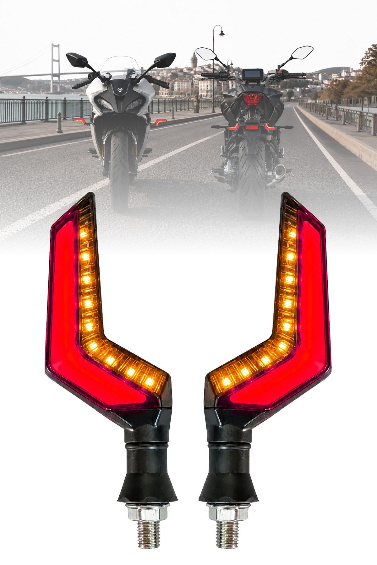 Universal Sinyal Ledi L Kasa Çift Renk Led Vidalı | Tüm Motosikletler İle Uyumlu
