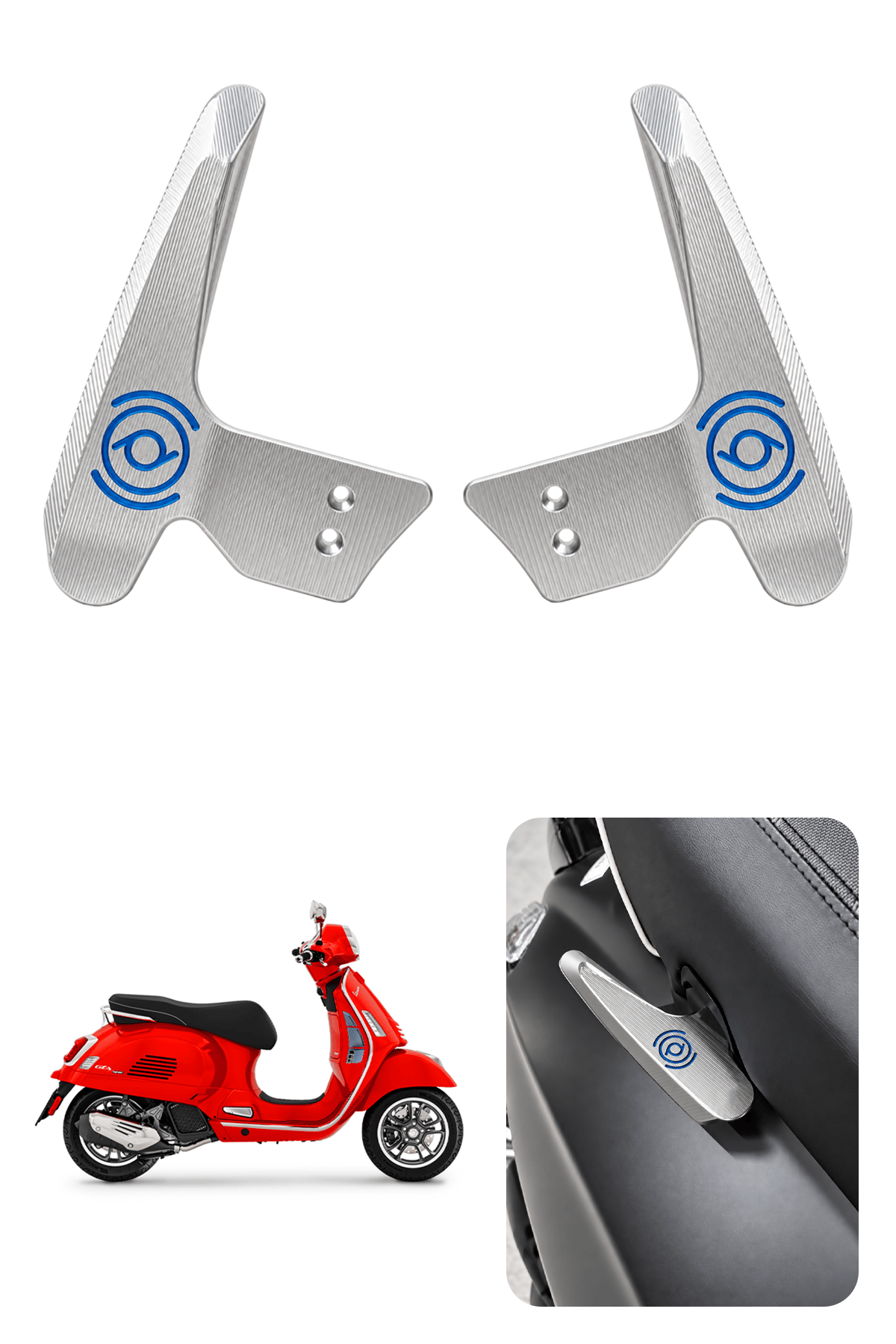 Vespa GTS / GTV / Sprint Modelleri İle Uyumlu Artçı Tutamaç Cnc Gümüş
