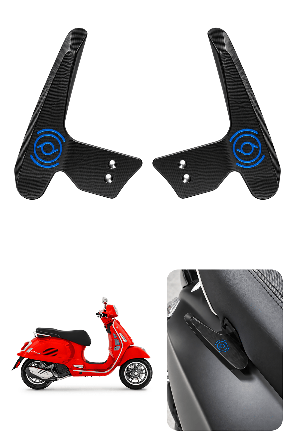 Vespa GTS / GTV / Sprint Modelleri İle Uyumlu Artçı Tutamaç Cnc Siyah