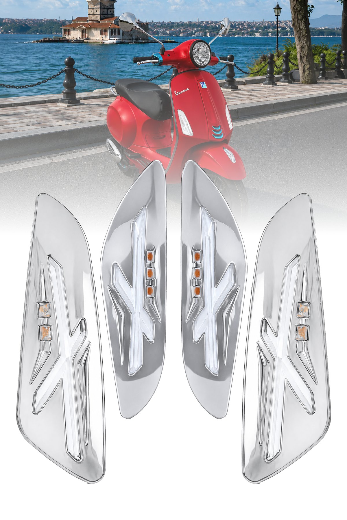 Vespa Primavera Led 4lü Sinyal Seti Gümüş