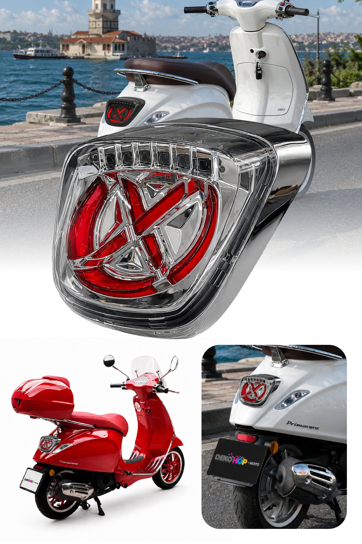 Vespa Primavera Led Stop Lambası Gümüş Kasa