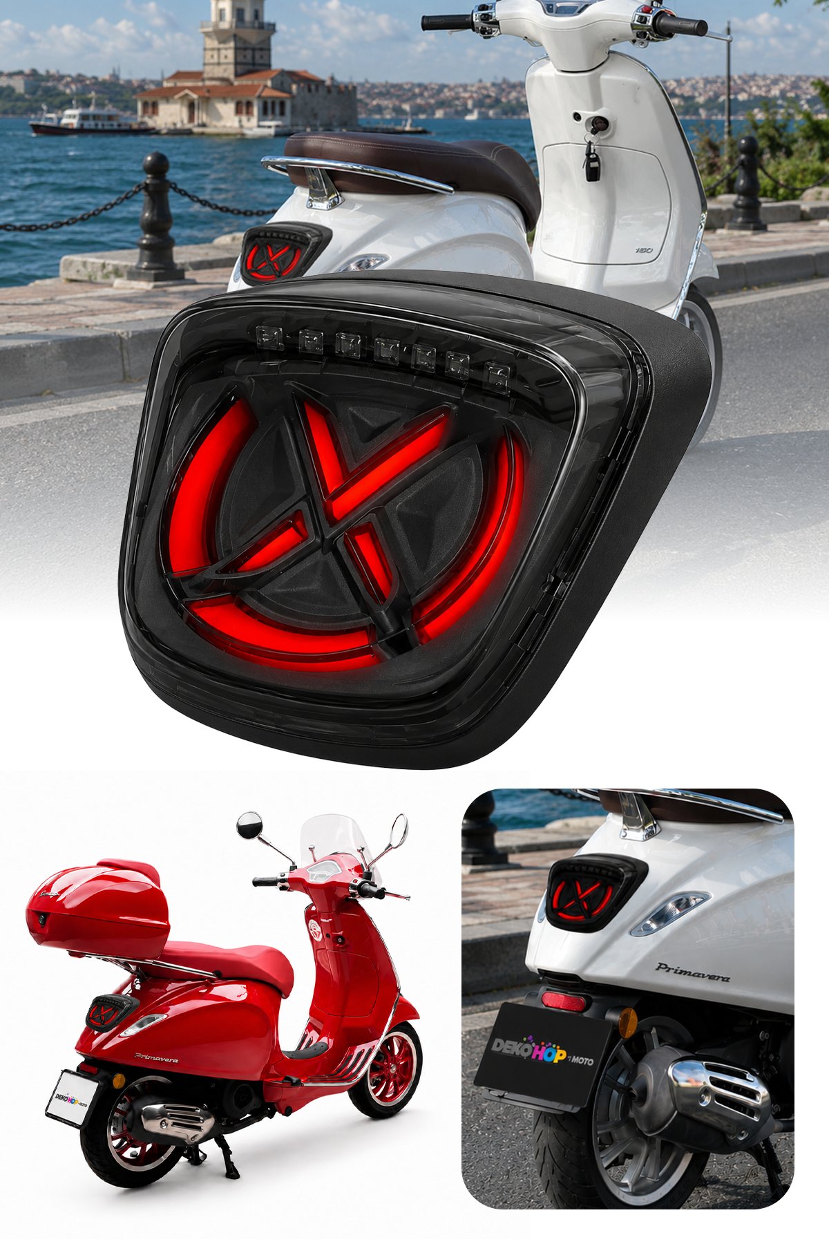 Vespa Primavera Led Stop Lambası Siyah Kasa