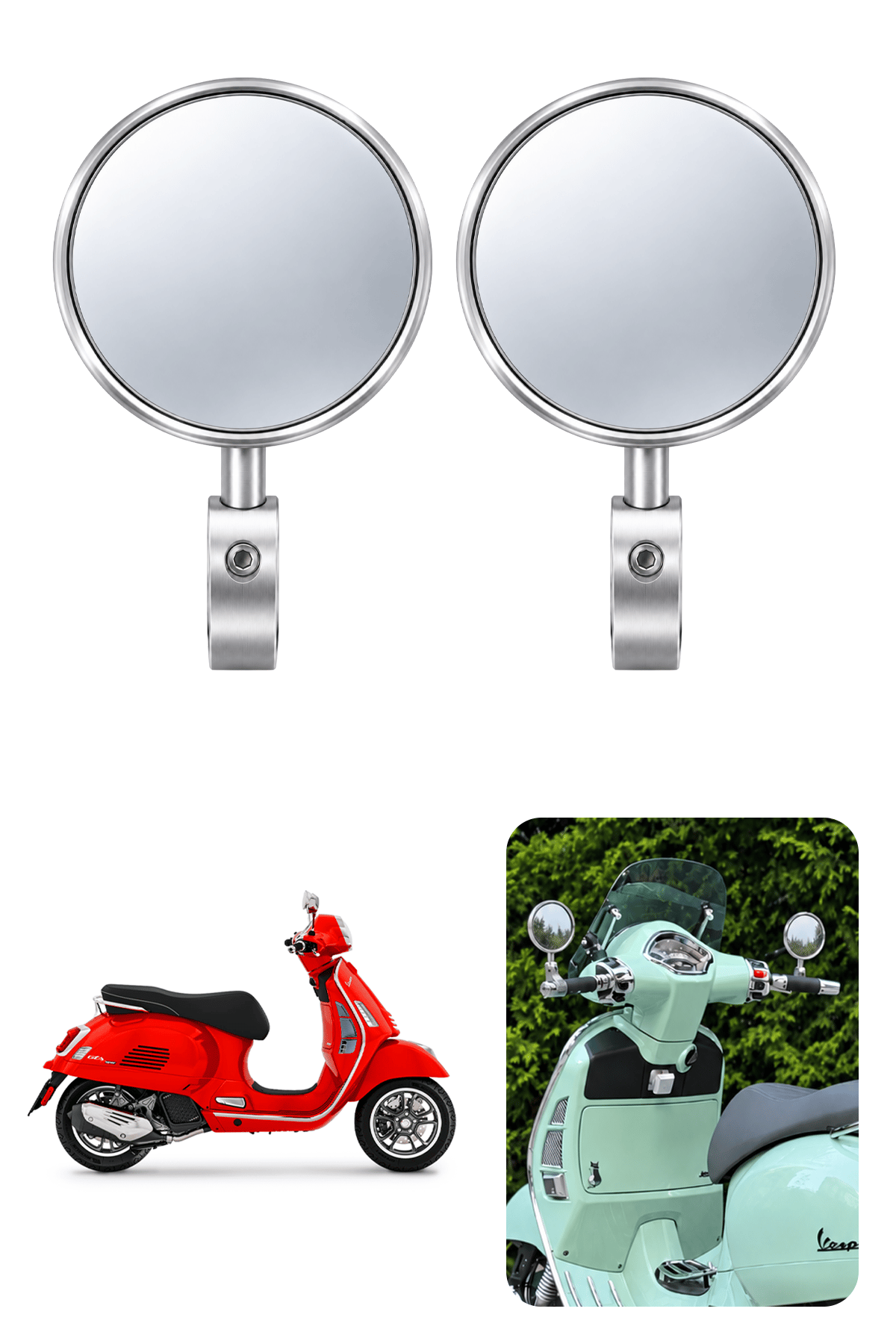 Vespa Tüm Modeller İle Uyumlu Gidon Aynası Gümüş