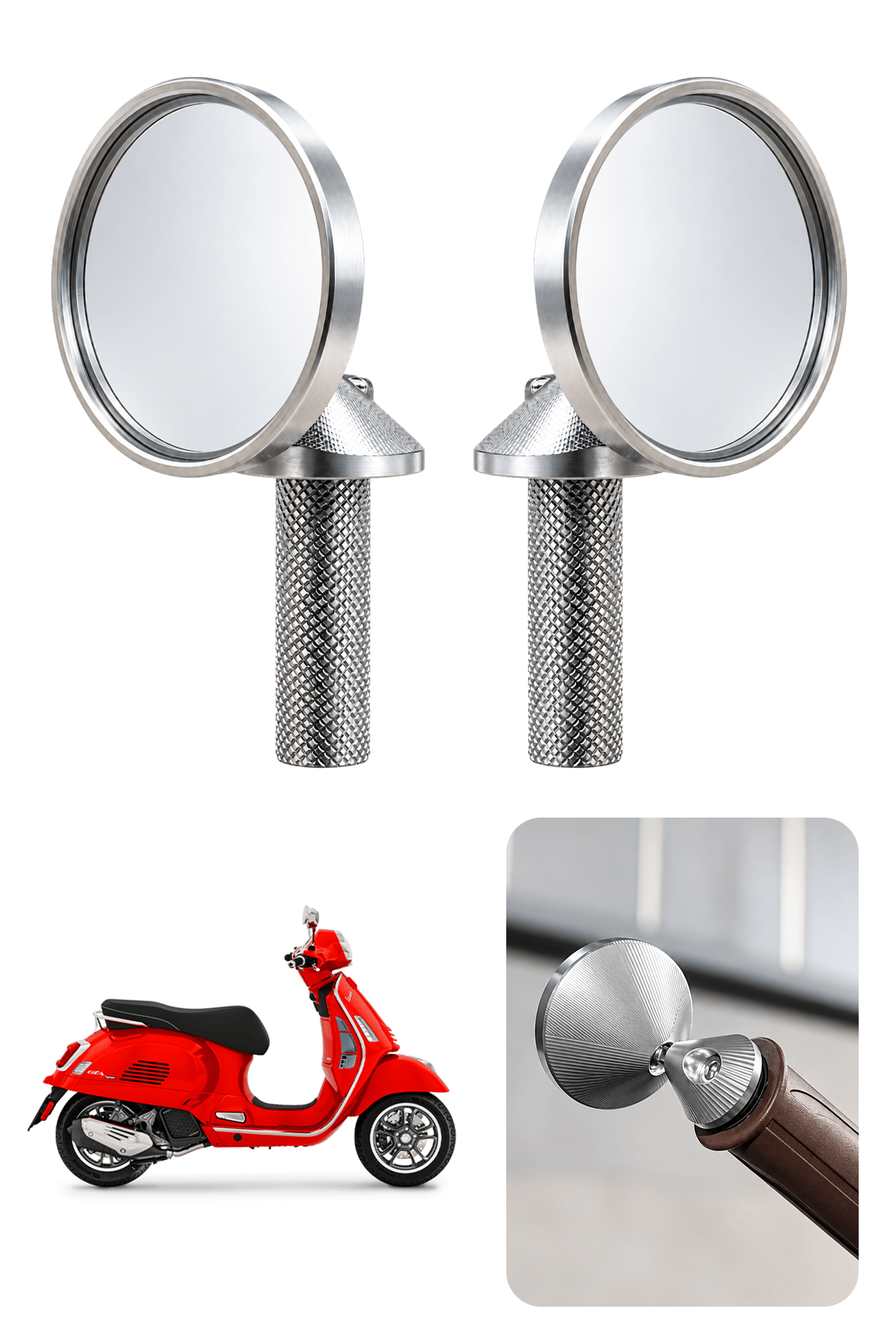 Vespa Tüm Modeller İle Uyumlu Gidon Denge Aynası Gümüş