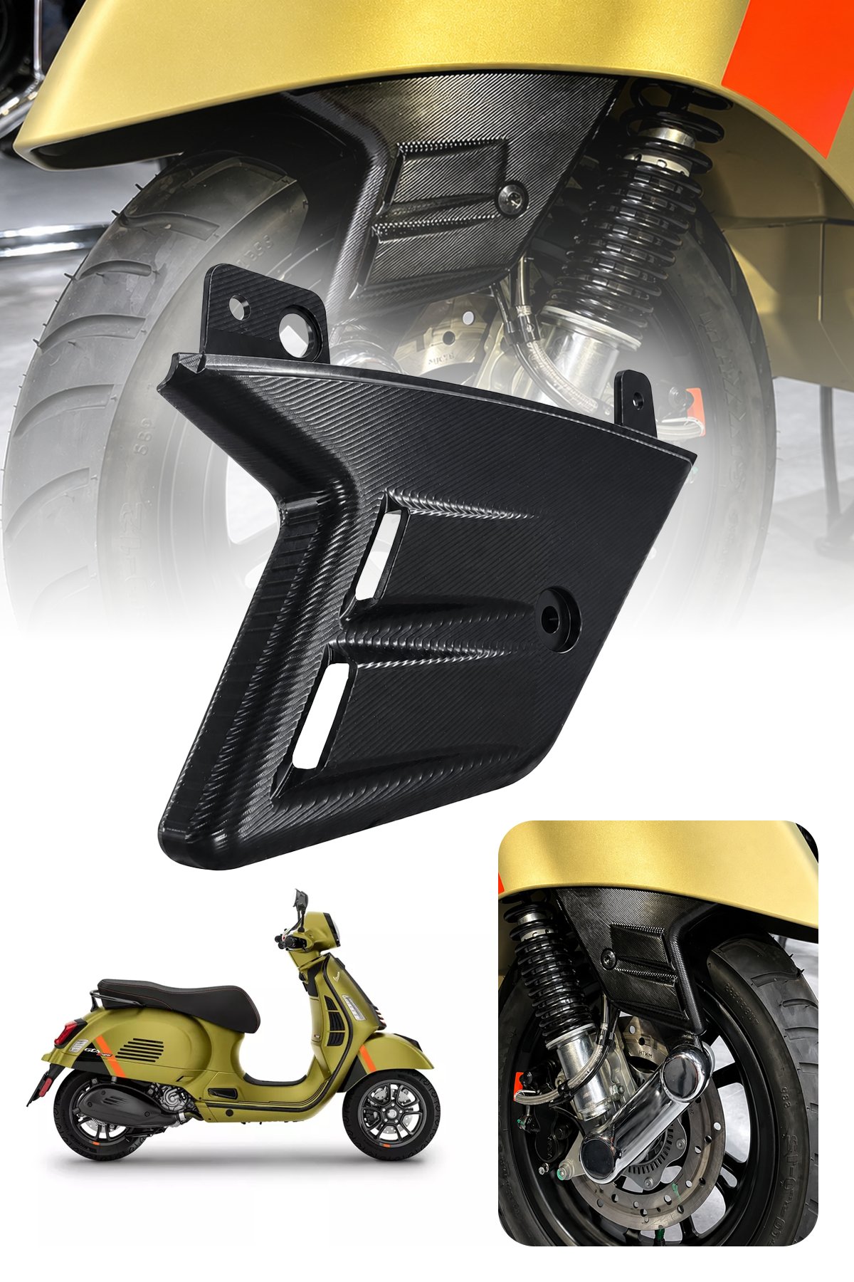Vespa Uyumlu Amortisör Koruma Kapağı GTS Cnc Siyah