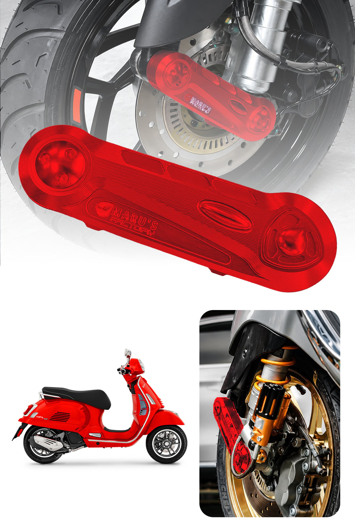 Vespa Uyumlu Frem Koruma Kapağı GTS 300 Sprint 150 Primavera 150 Cnc Kırmızı