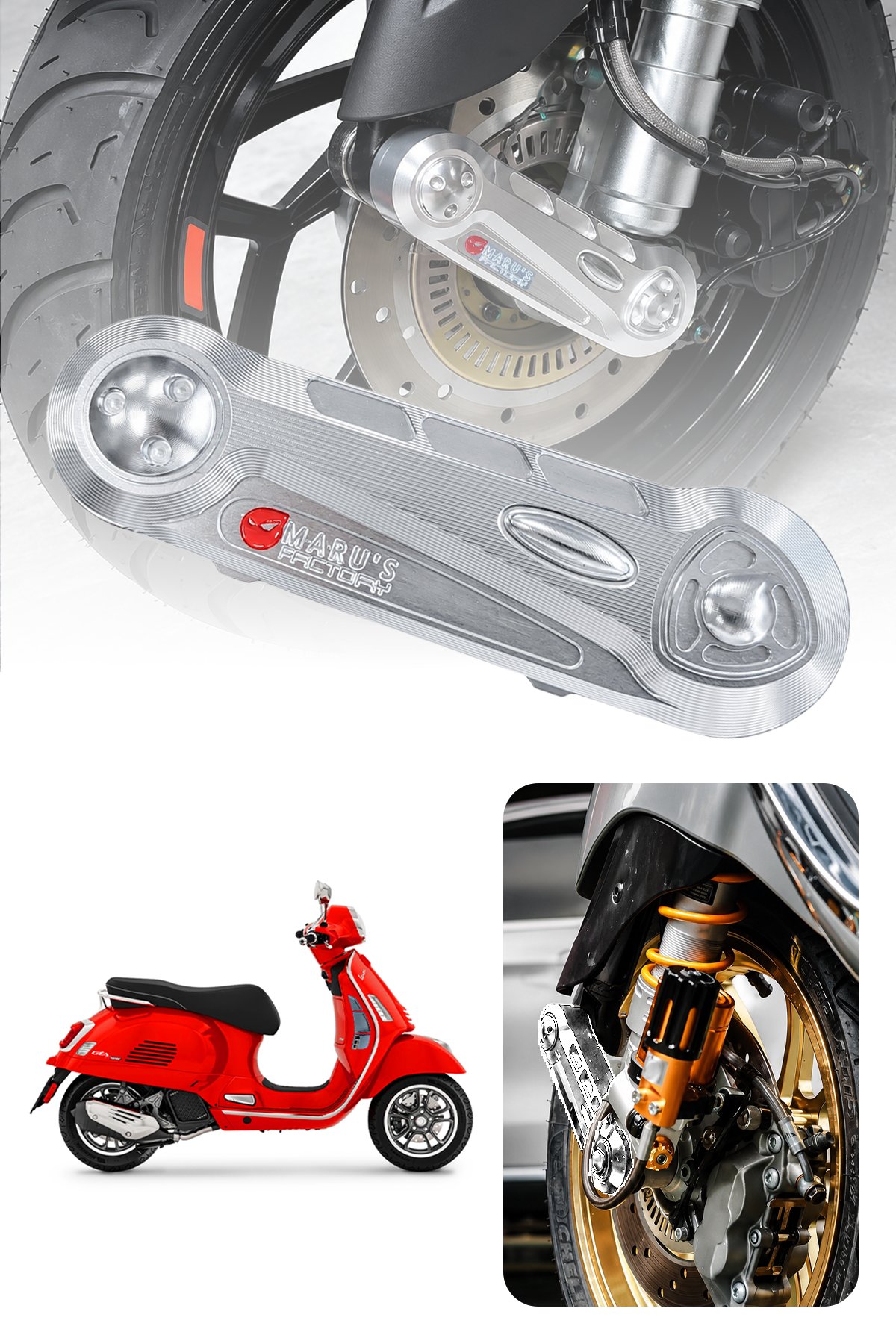 Vespa Uyumlu Frem Koruma Kapağı GTS 300 Sprint 150 Primavera 150 Cnc Gümüş