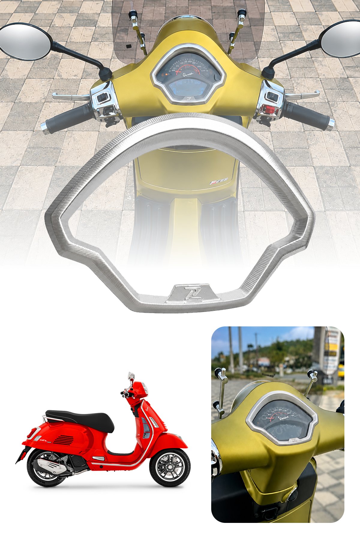 Vespa Uyumlu Kadran Çerçevesi Cnc Gümüş