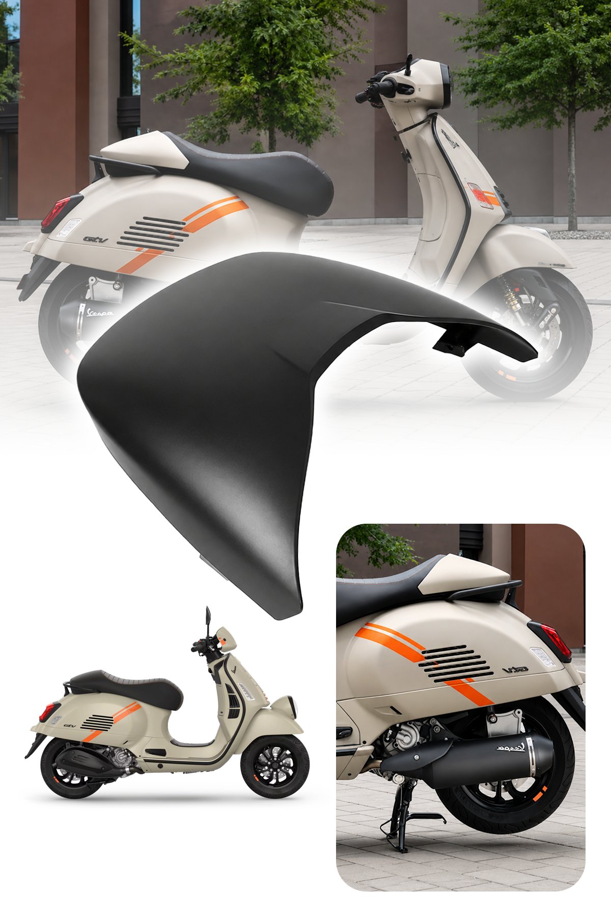 Vespa Uyumlu Mono Sele Kapak GTS ve GTV Bej