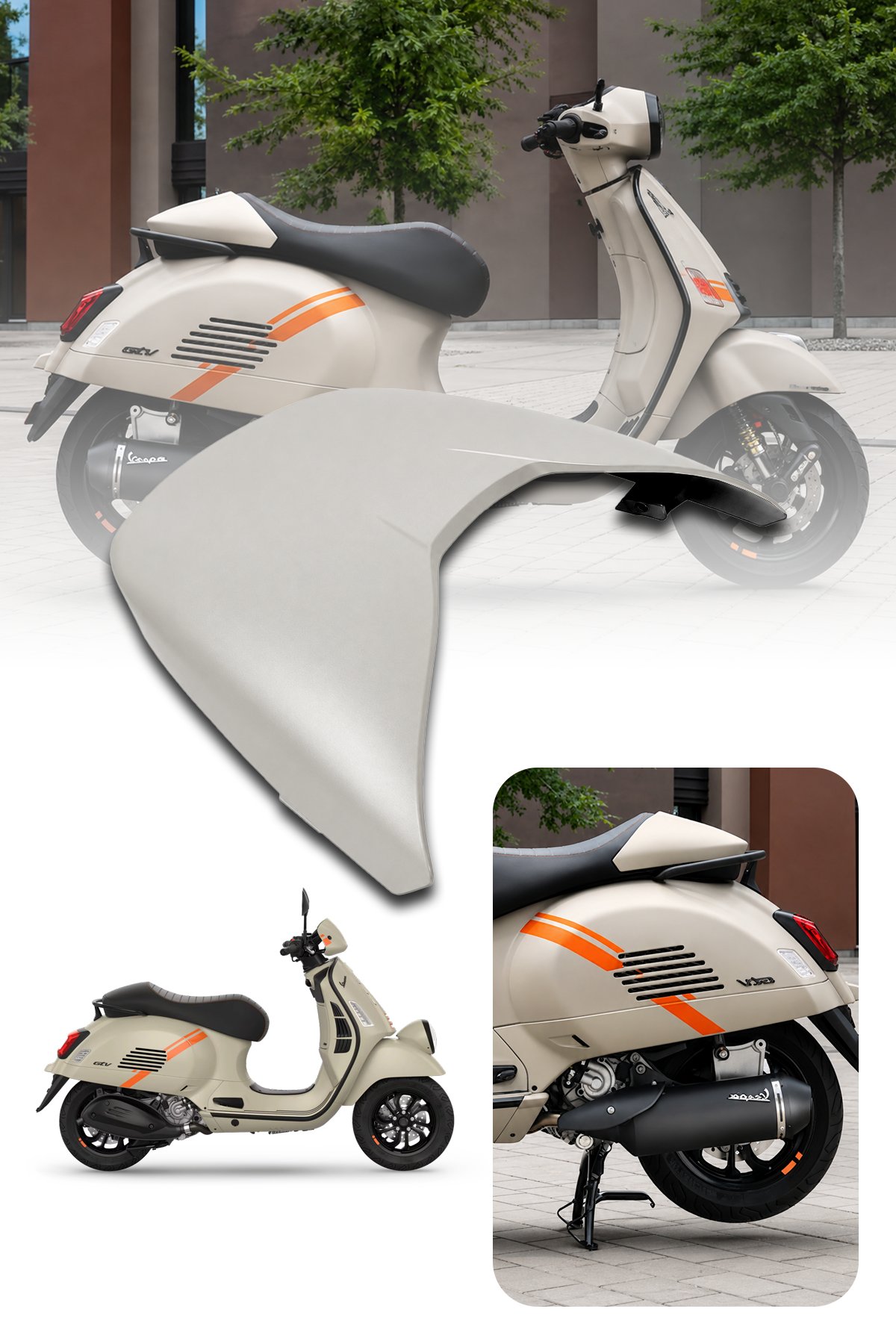 Vespa Uyumlu Mono Sele Kapak GTS ve GTV Bej