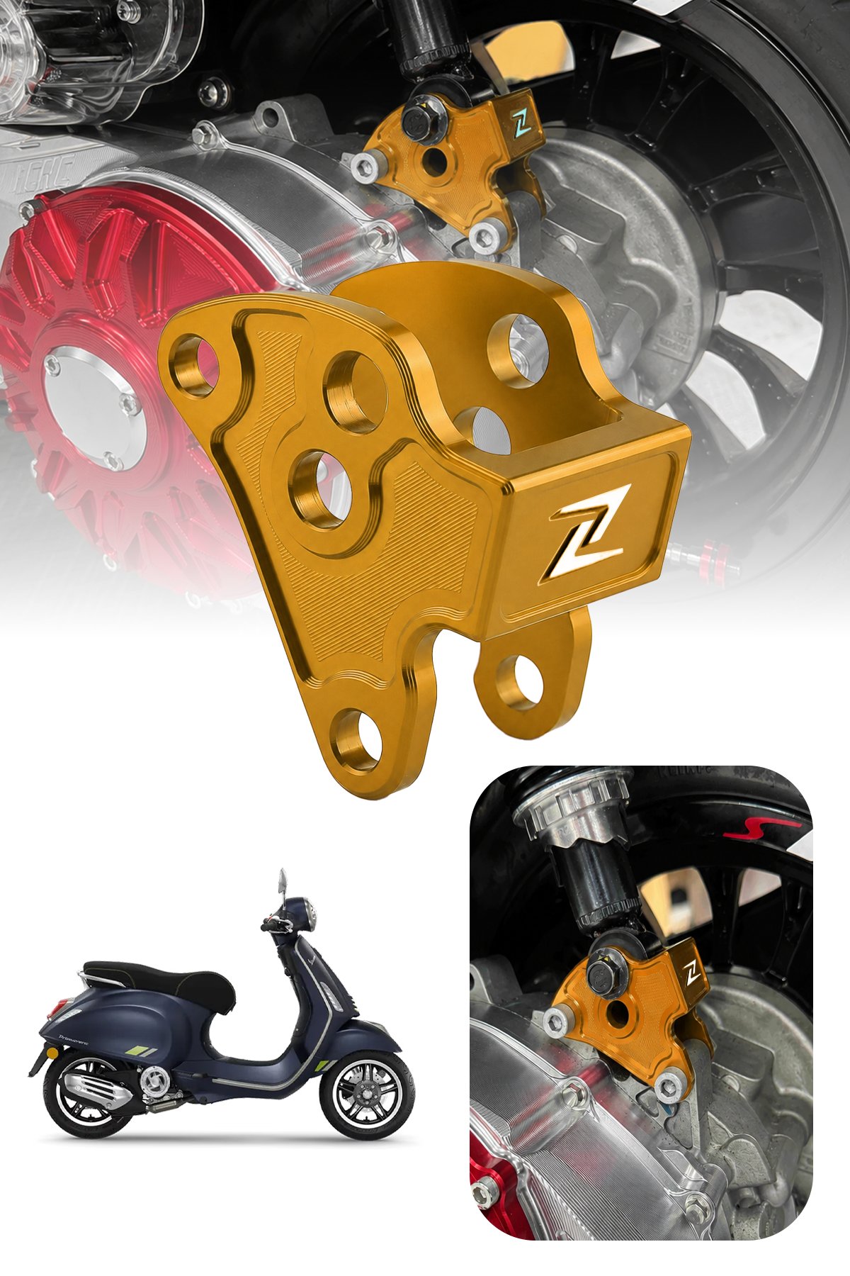 Vespa Uyumlu Motor Bağlantı Aparatı Cnc Gold