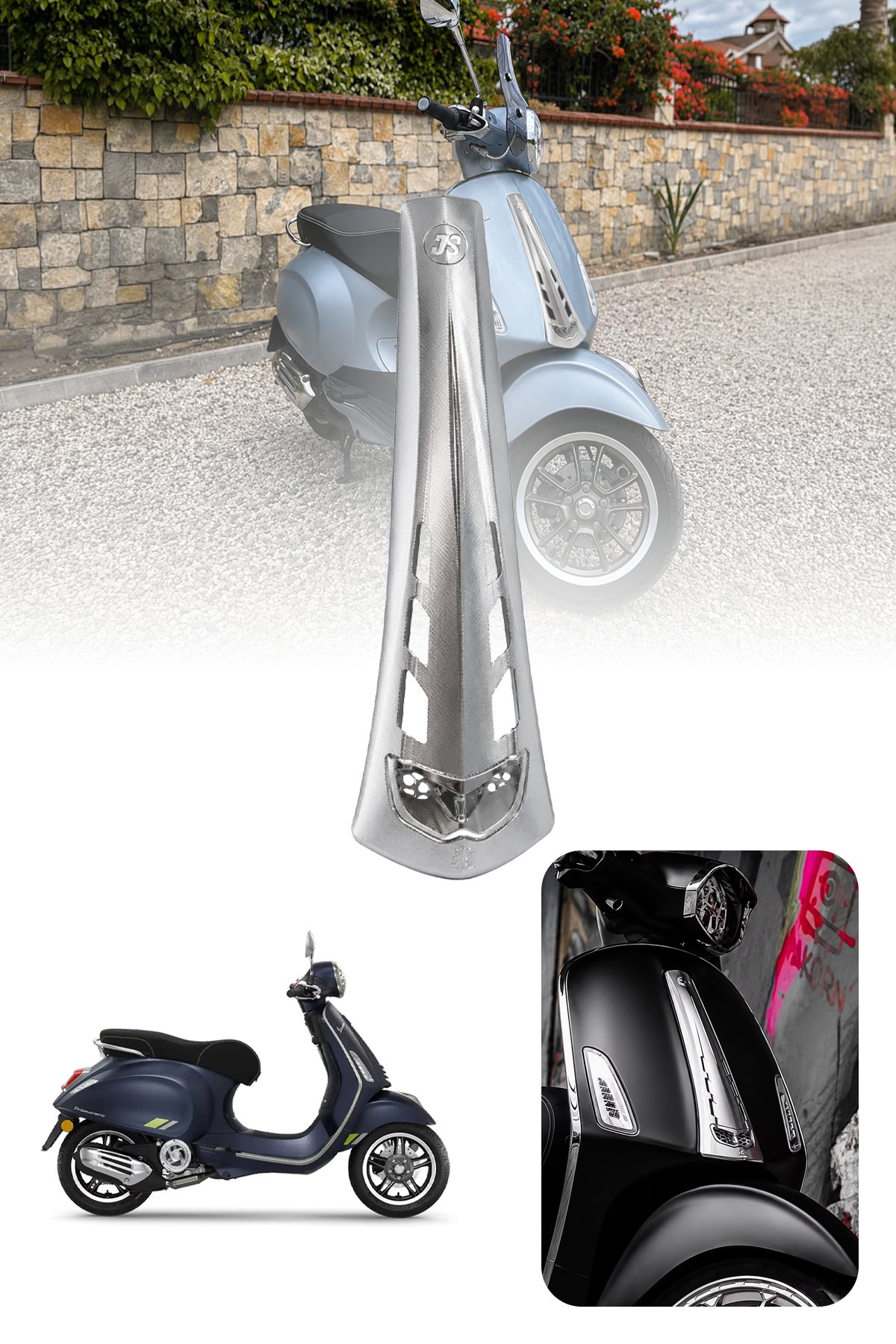 Vespa Uyumlu Ön Kravat Primavera Cnc Gümüş
