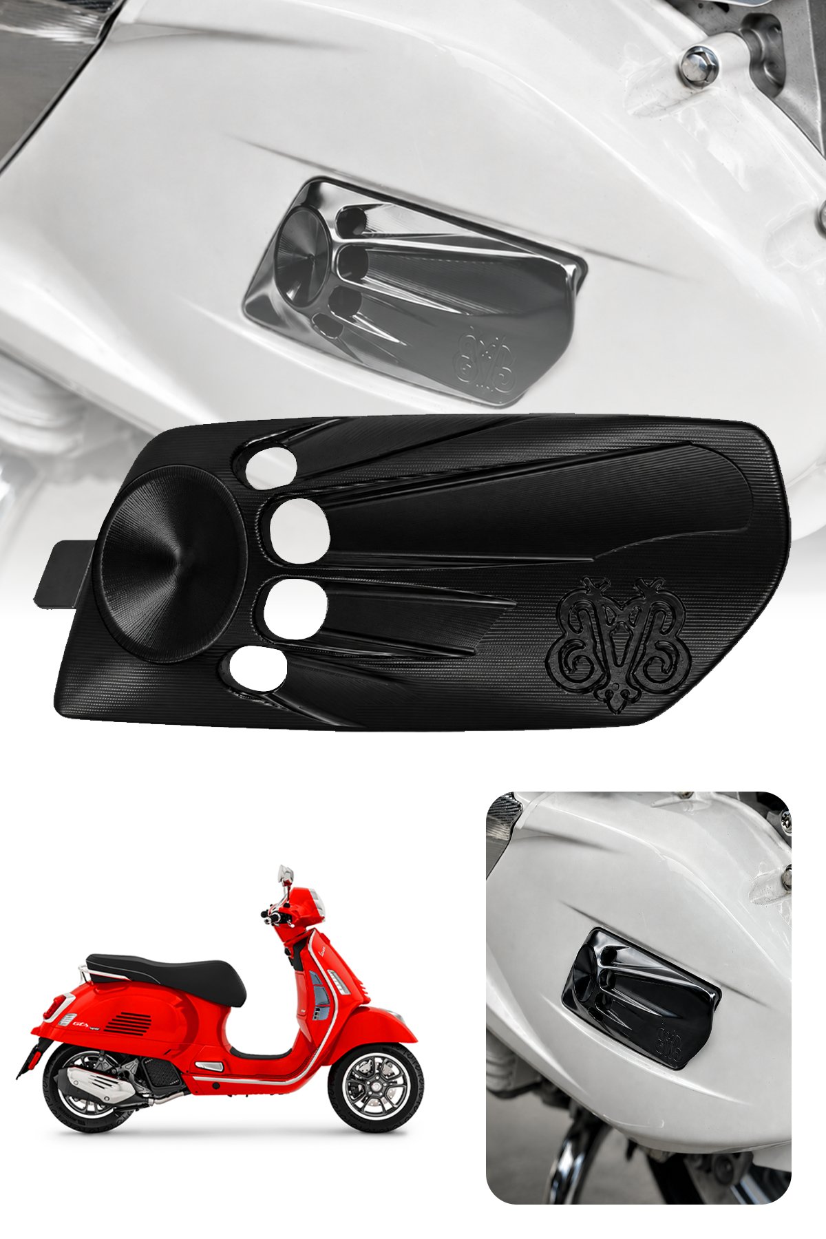 Vespa Uyumlu Varyatör Hava Girş Kapağı GTS GTV Cnc Siyah