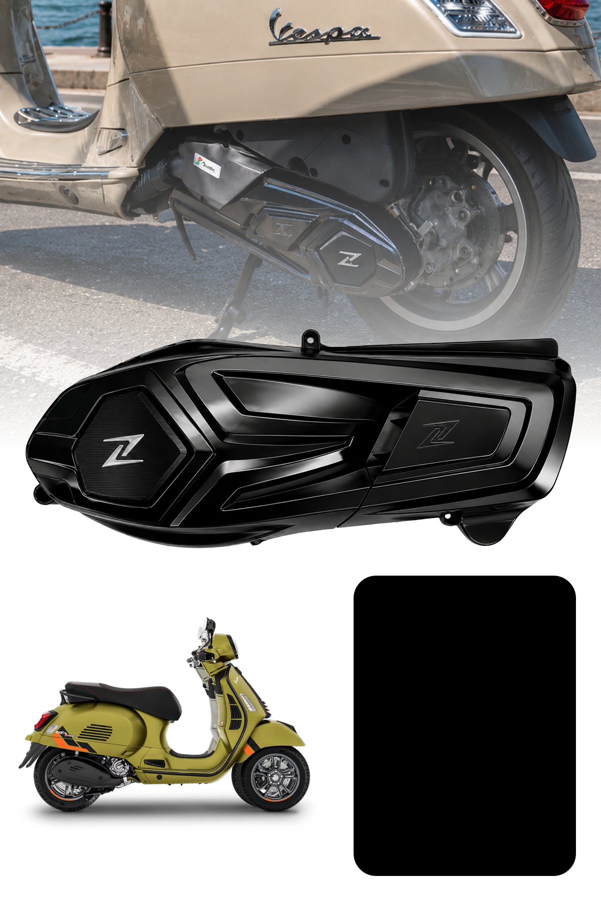 Vespa Uyumlu Varyatör Kapağı GTS GTV Parlak Siyah