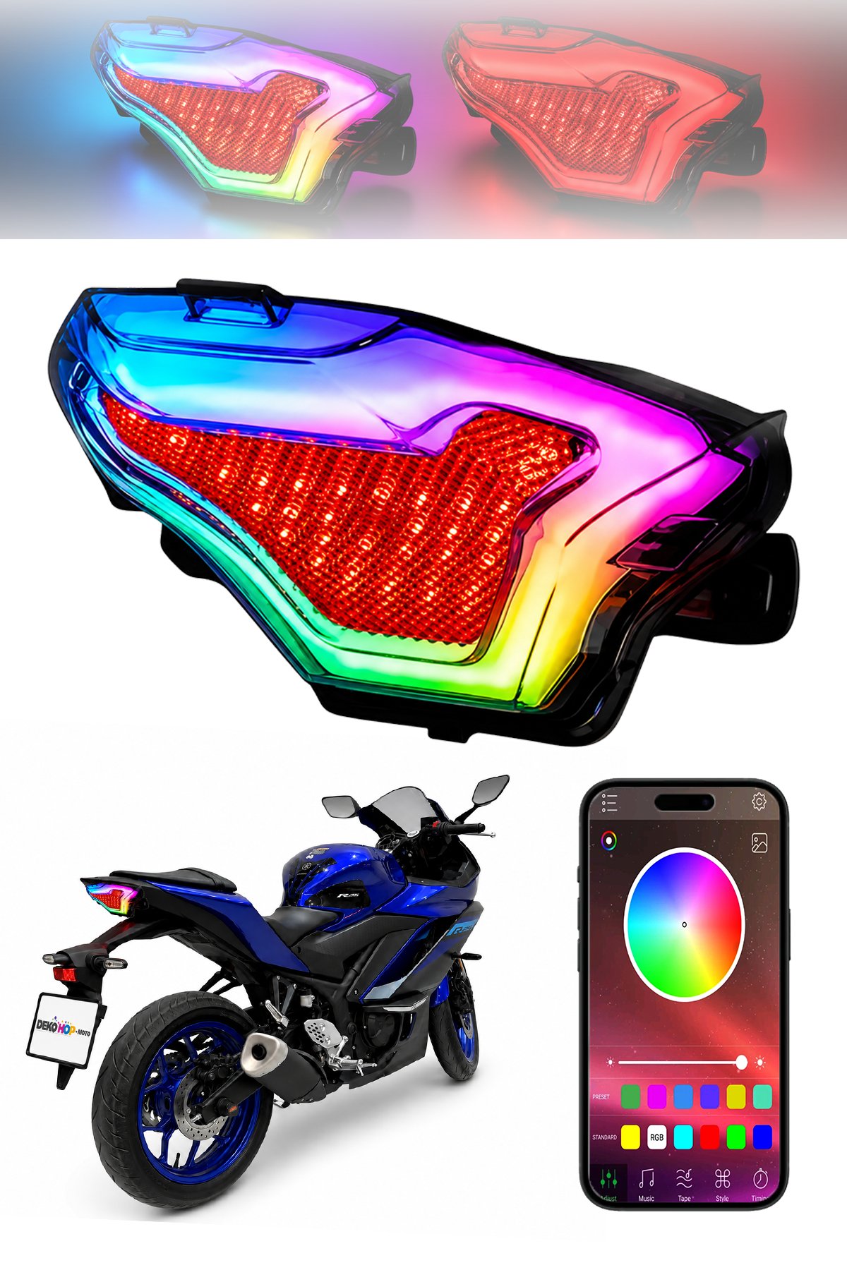 Yaamaha R25 MT25 R3 Rgb Far Stop 2017-2026 Telefon Kontrollü Kayar Sinyalli