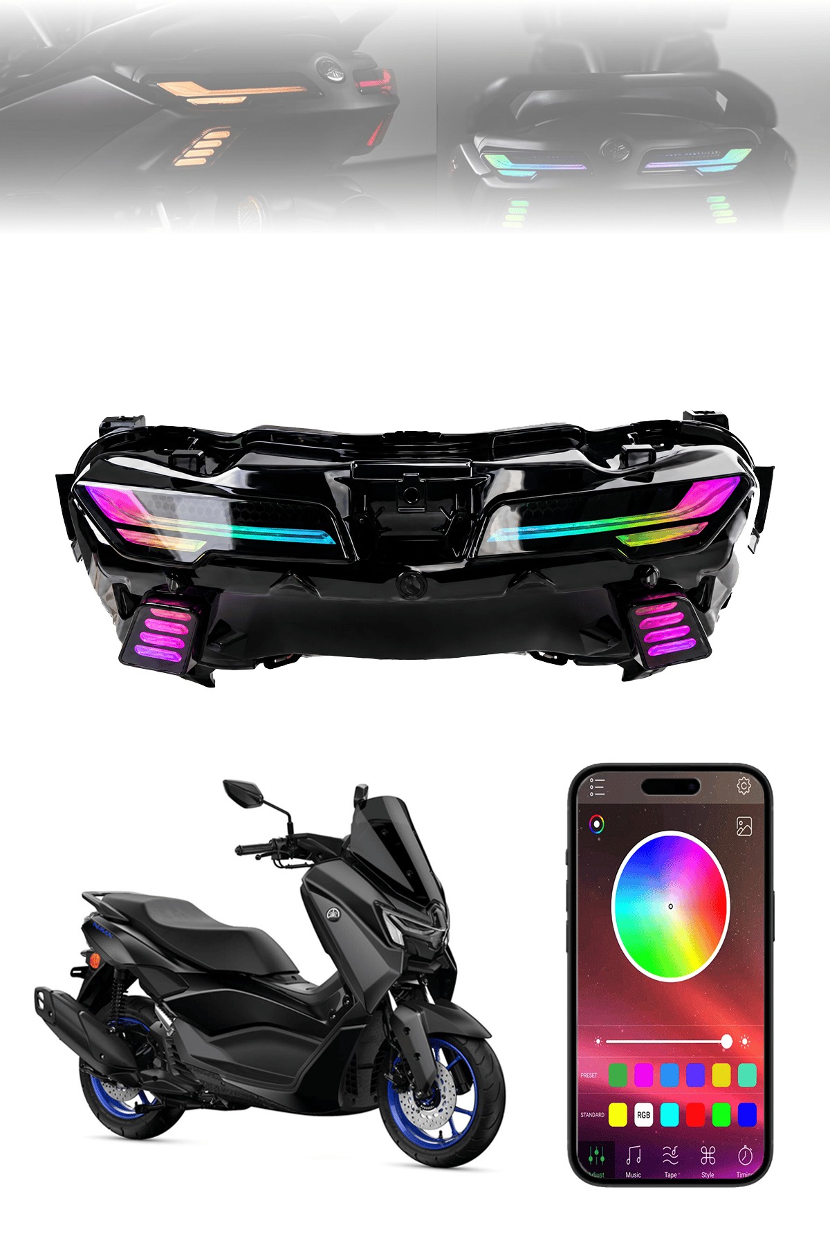 Yamaha Nmax Turbo Uyumlu Rgb Far Ledi 2025-2026 Telefon Kontrollü