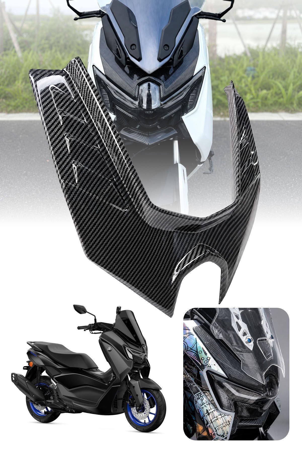 Yamaha Nmax Uyumlu Far Üstü Kapağı 2025-2026 Karbon Desen
