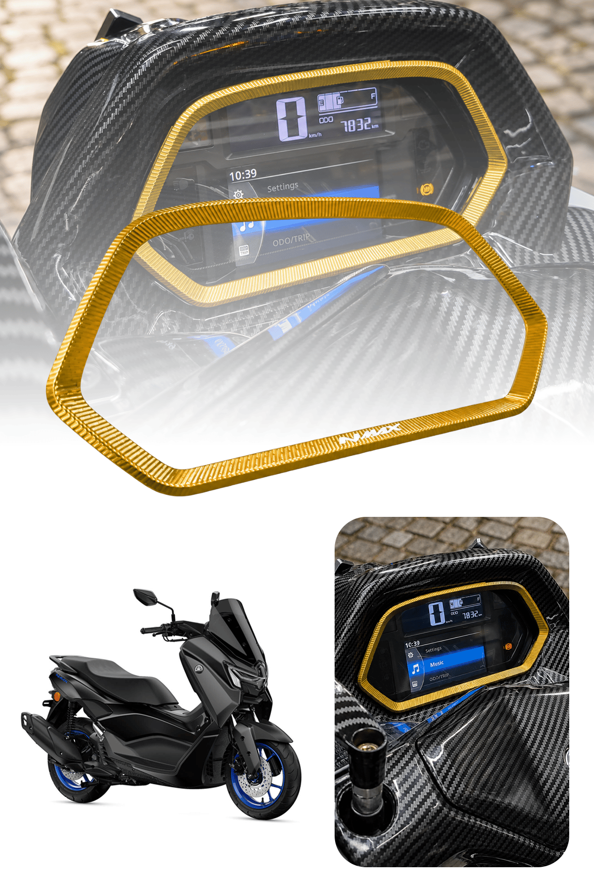 Yamaha Nmax Uyumlu Kadran Çerçevesi 2025-2026 Cnc Gold