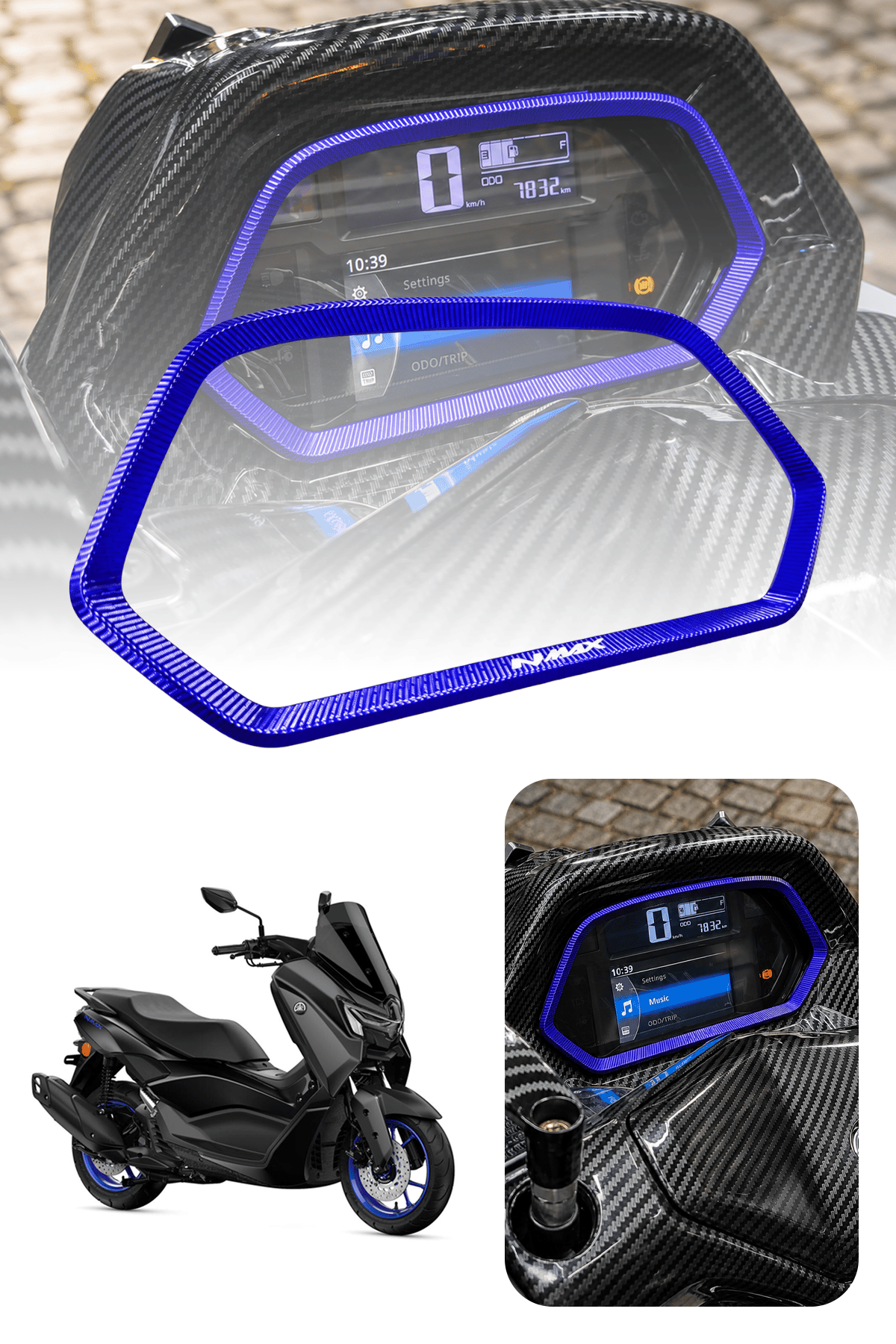 Yamaha Nmax Uyumlu Kadran Çerçevesi 2025-2026 Cnc Mavi