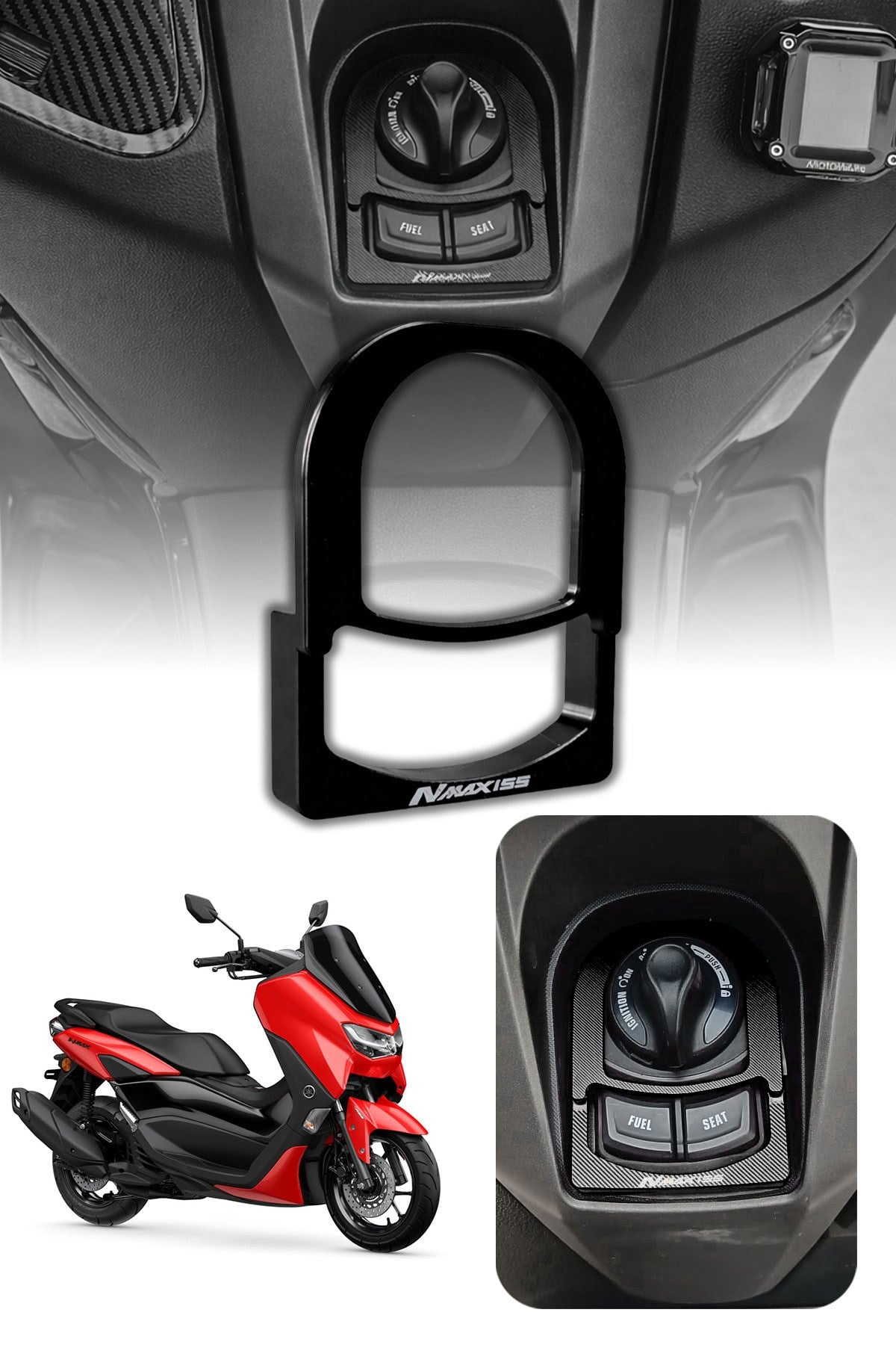 Yamaha Nmax Uyumlu Kontak Çerçevesi 2021-2026 Cnc Siyah