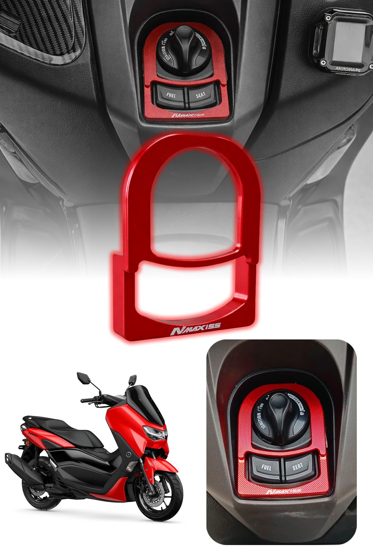 Yamaha Nmax Uyumlu Kontak Çerçevesi 2021-2026 Cnc Kırmızı