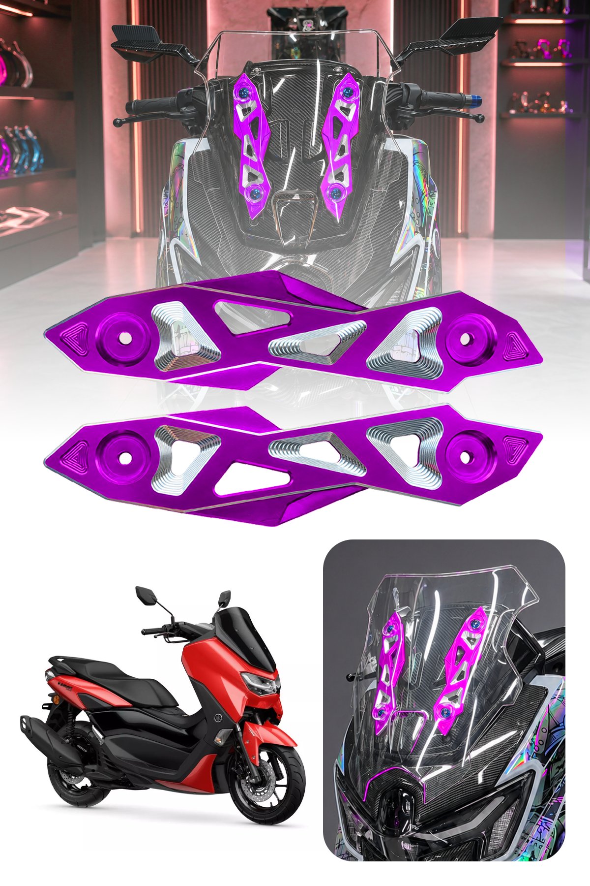 Yamaha Nmax Uyumlu Ön Cam Brekati 2025-2026 Cnc Mor