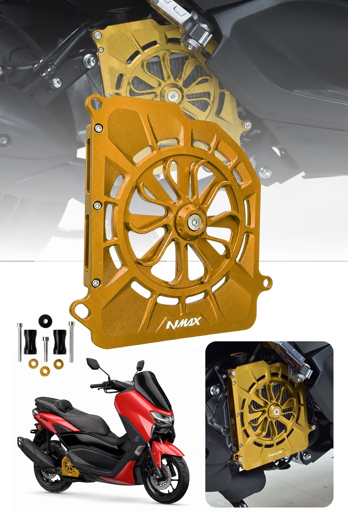 Yamaha Nmax Uyumlu Pervaneli Radyatör Koruması 2021-2026 Cnc Gold