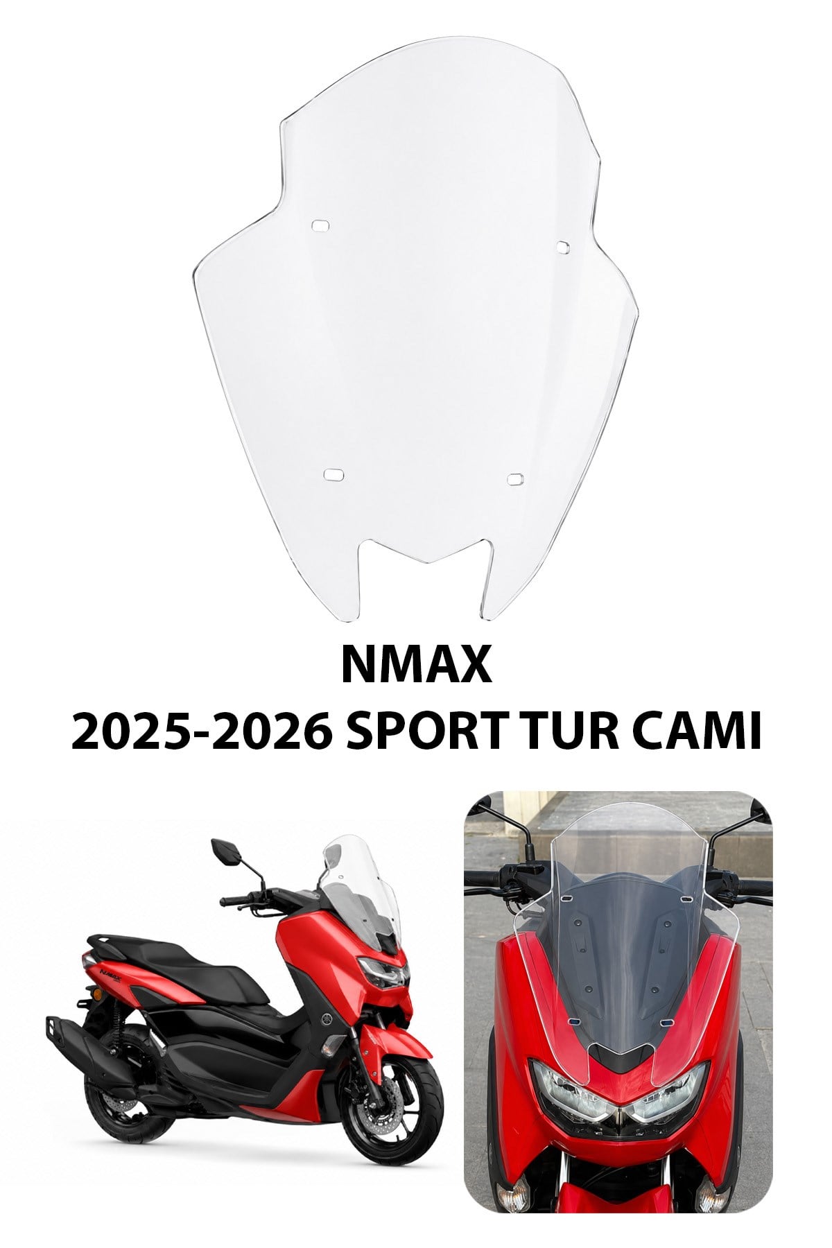 Yamaha Nmax Uyumlu Sport Tur Camı 2025-2026 Mod 4 Şeffaf