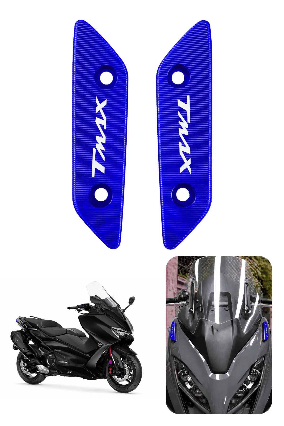 Yamaha Tmax Uyumlu Ayna Yuva Kapaması 2020-2026 Cnc Mavi