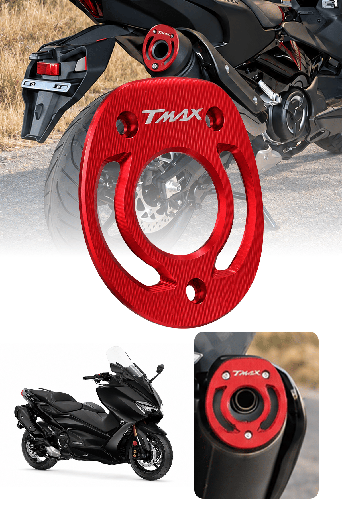 Yamaha Tmax Uyumlu Egzoz Ucu 2020-2026 Cnc Kırmızı
