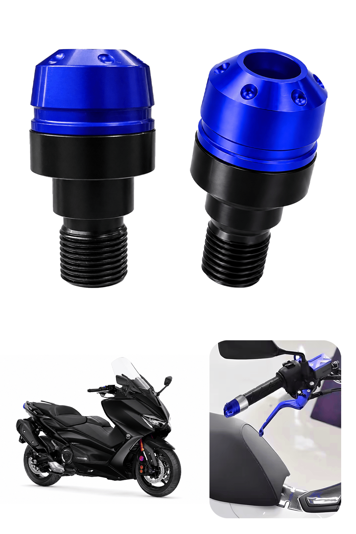 Yamaha Tmax Uyumlu Motosiklet Gidon Denge Topuzu Vidalı Cnc Mavi