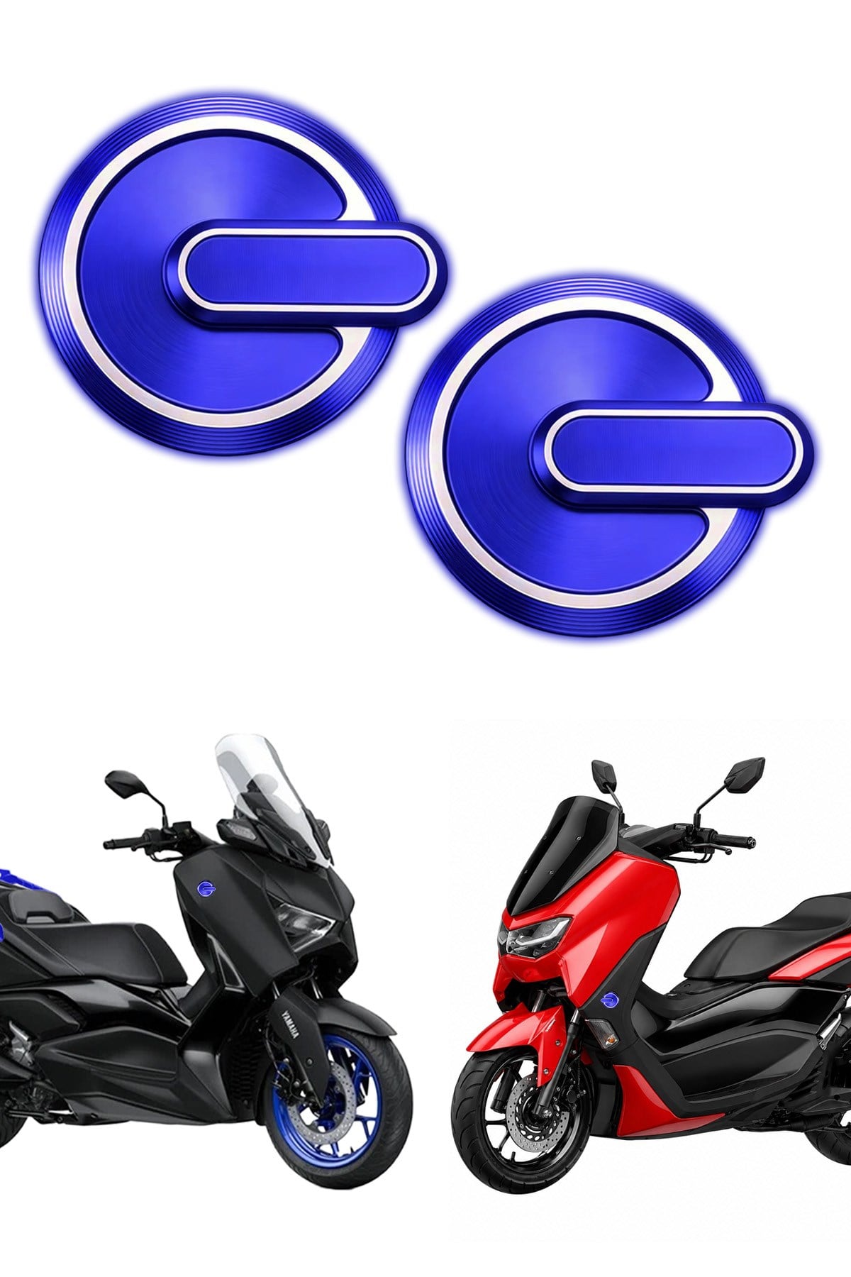 Yamaha Xmax Nmax Uyumlu 2 Adet Cnc Logo Mavi