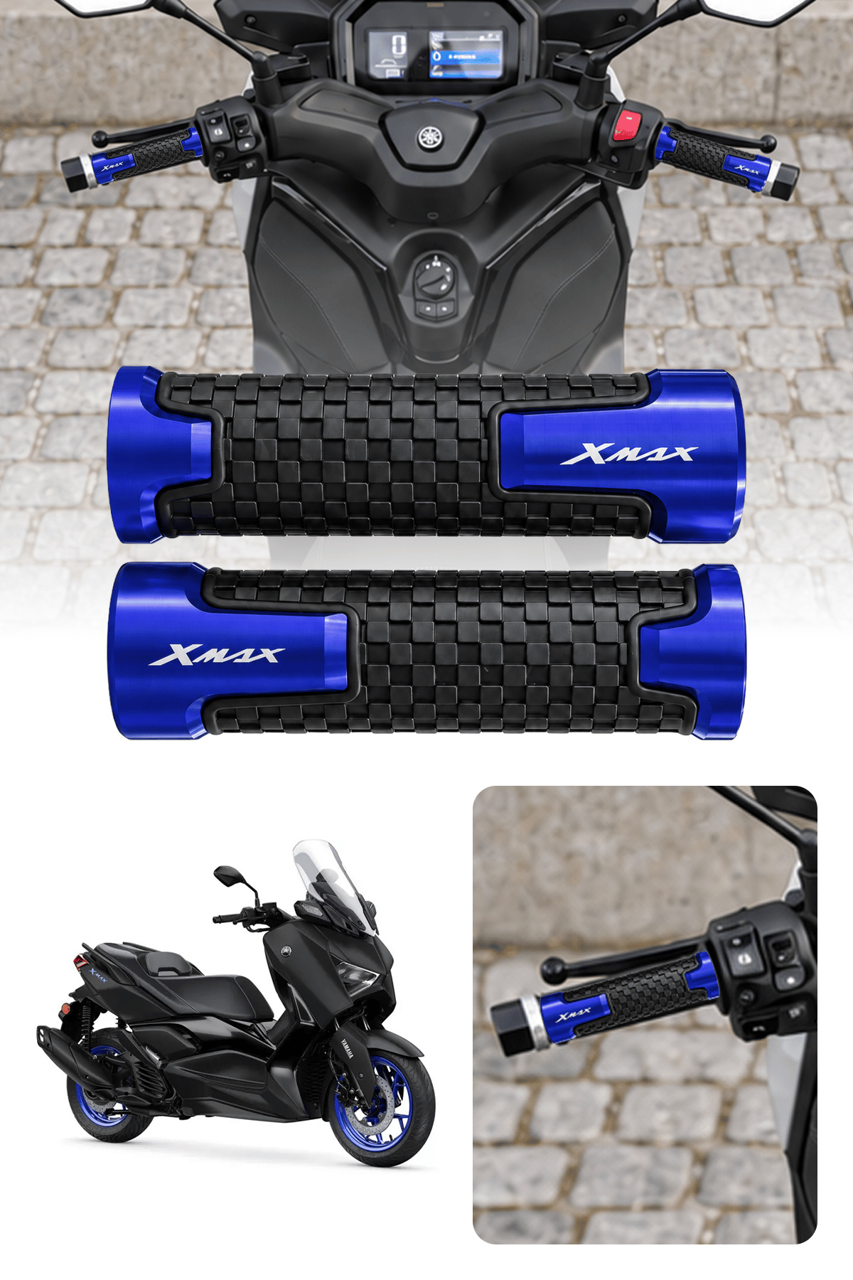 Yamaha Xmax Uyumlu Alüminyum Elcik 2028-2026 Cnc Mavi