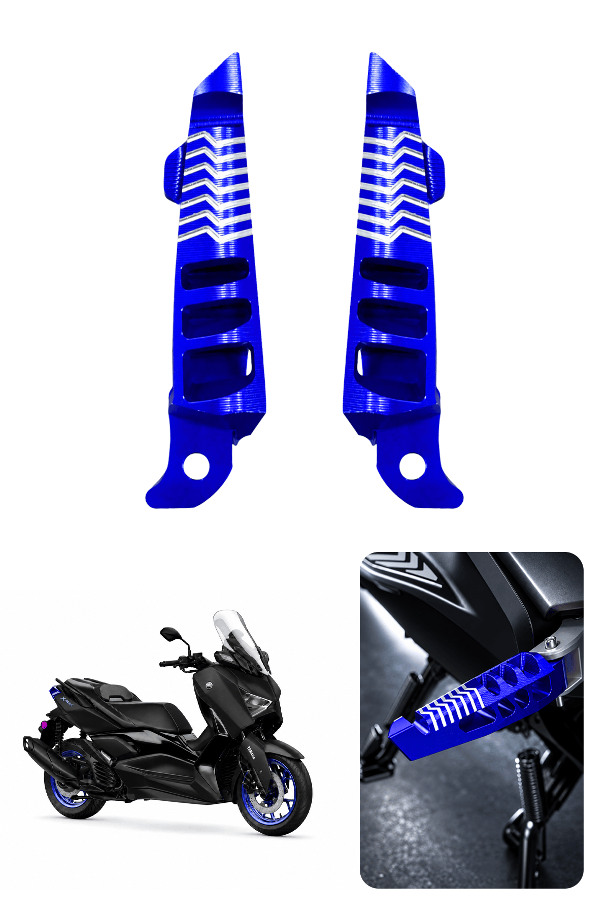 Yamaha Xmax Uyumlu Artçı Basamak 2021-2026 Cnc Mavi