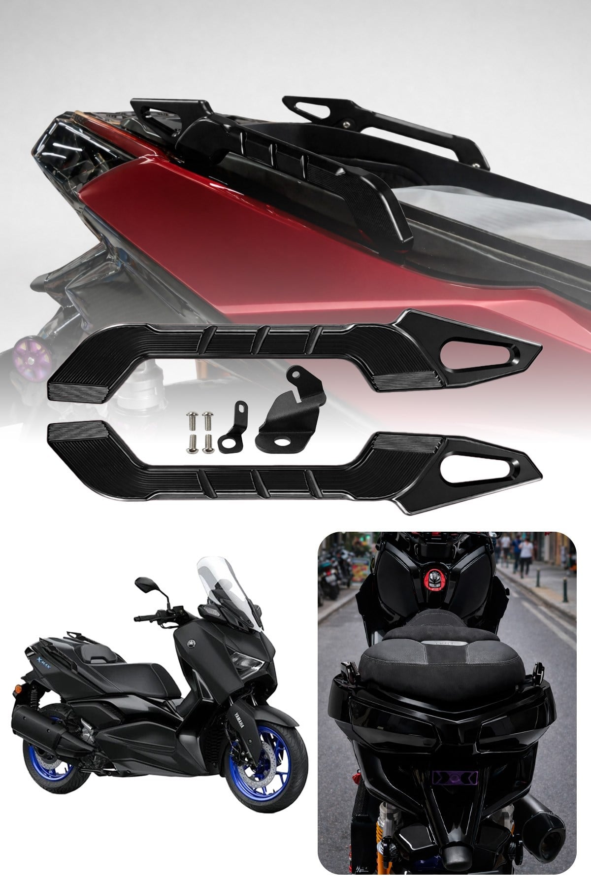 Yamaha Xmax Uyumlu Artçı Tutamaç 2018-2026 Cnc Siyah
