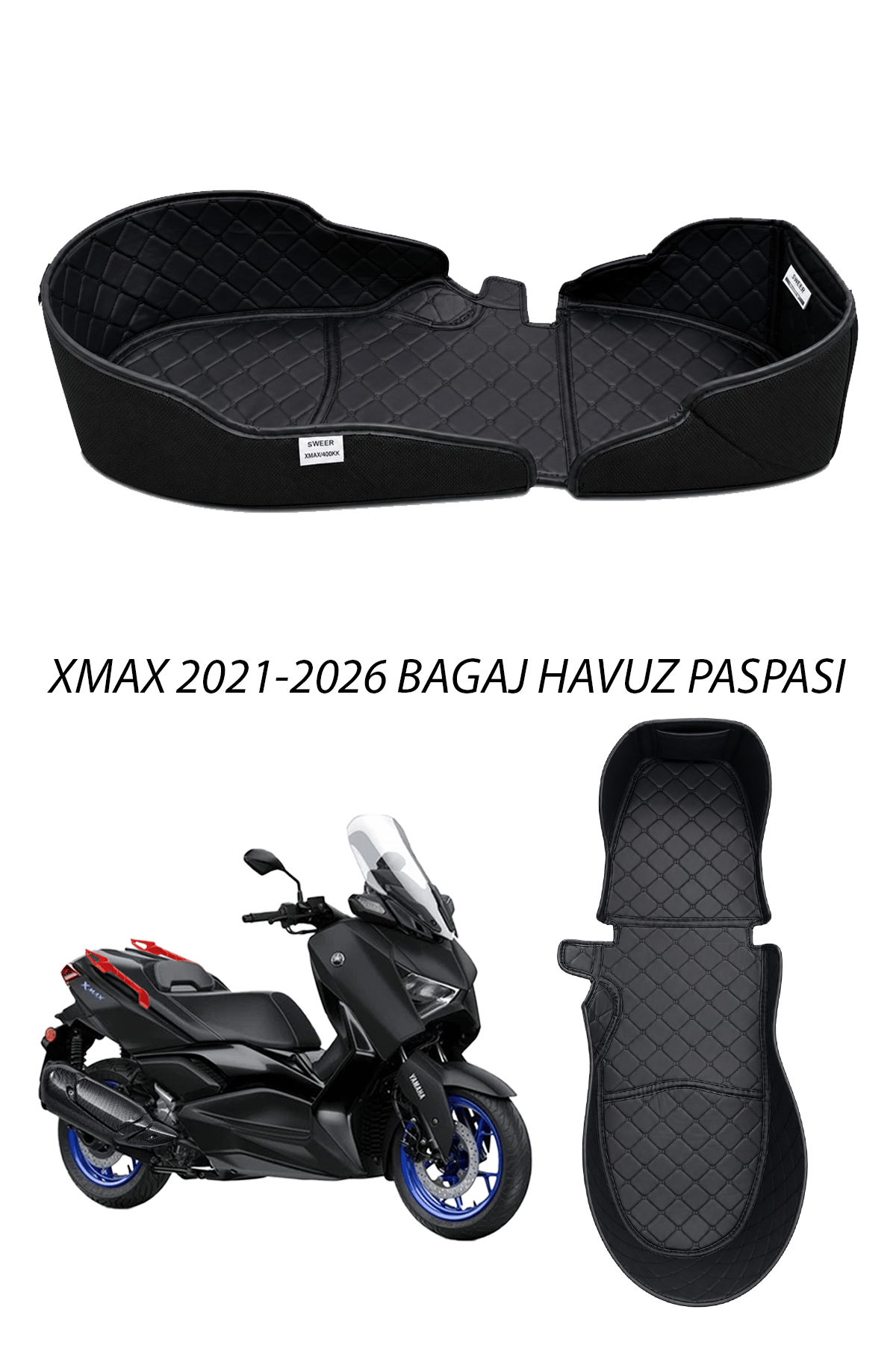 Yamaha Xmax Uyumlu Deri Bagaj Havuz Paspası 2021-2026 Siyah