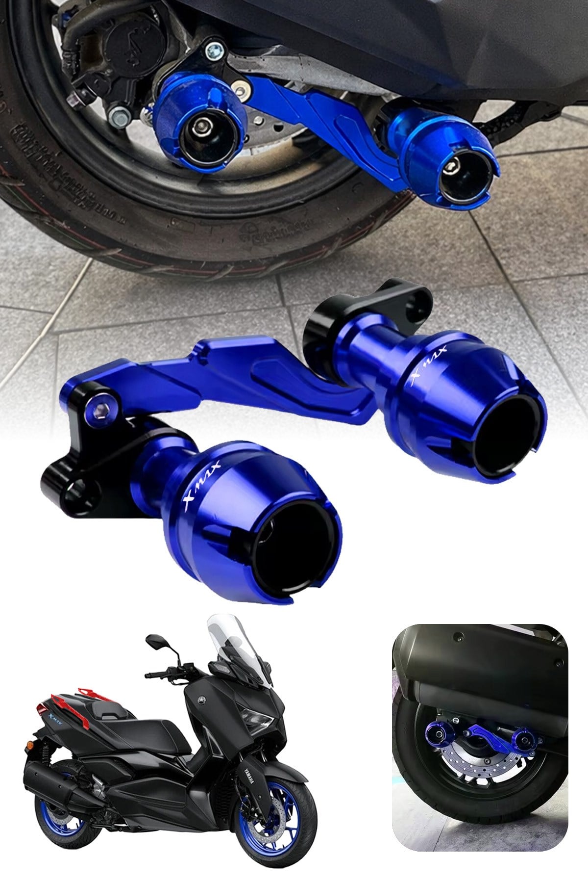 Yamaha Xmax Uyumlu Egzoz Koruma Takozu Cnc Mavi