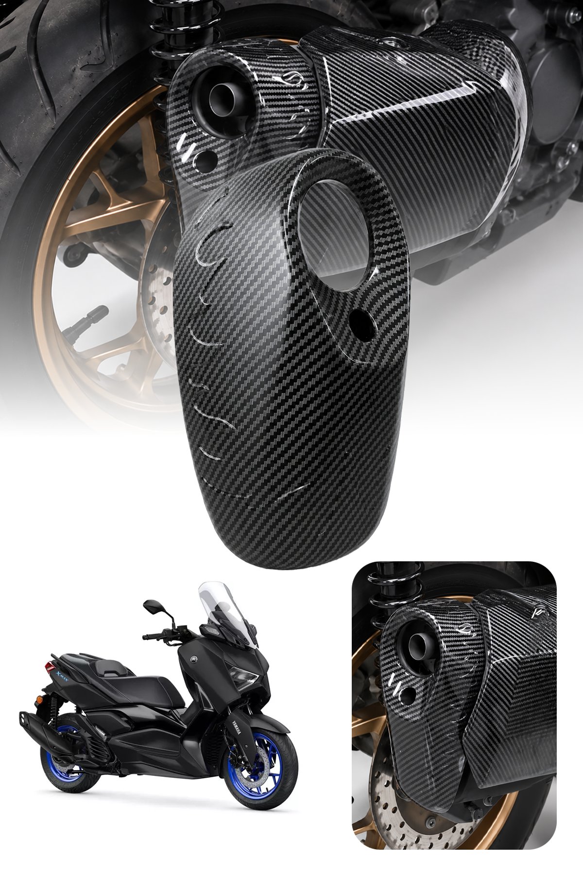 Yamaha Xmax Uyumlu Egzoz Ucu 2021-2024 Karbon Desen