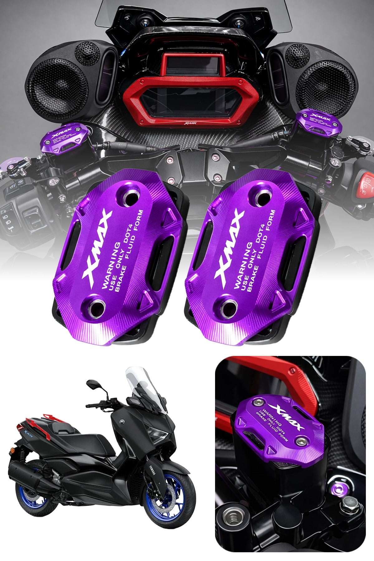 Yamaha Xmax Uyumlu Hidrolik Kapağı 2019-2026 Cnc Mor