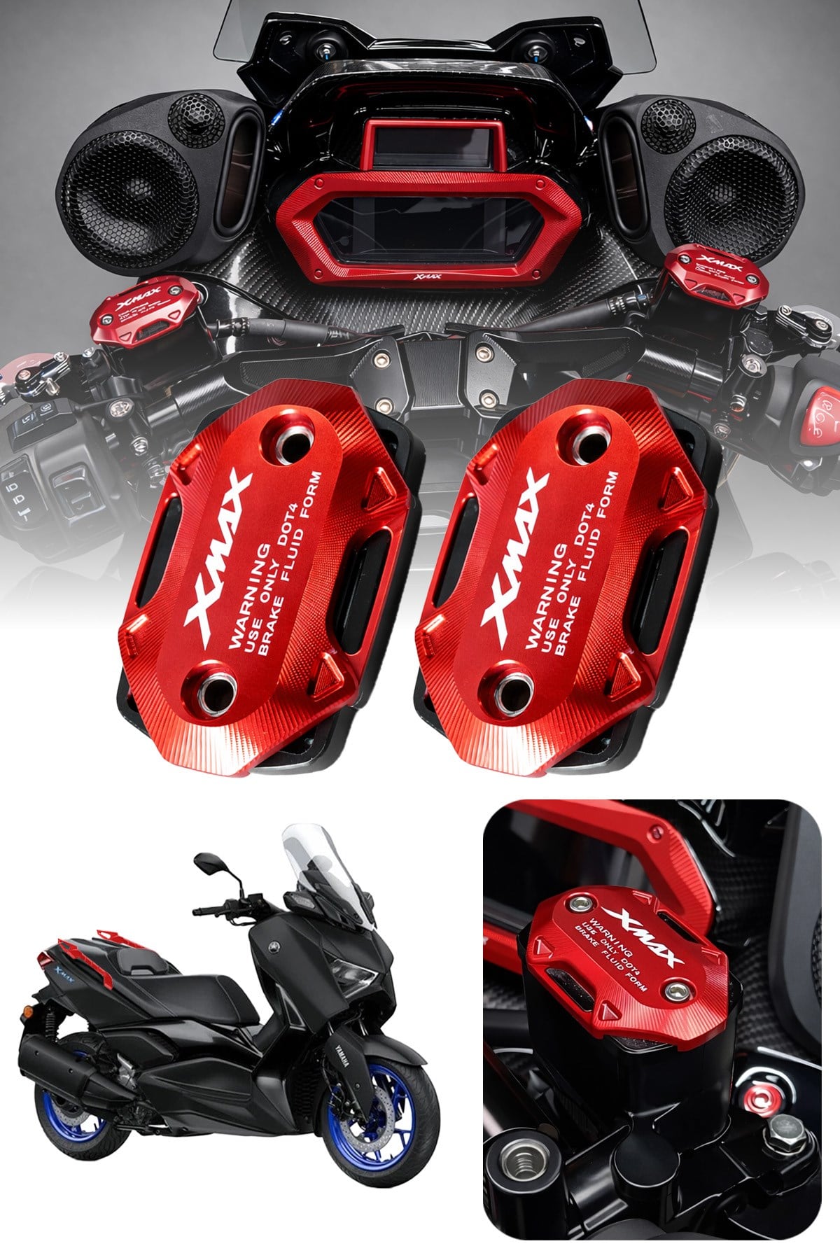 Yamaha Xmax Uyumlu Hidrolik Kapağı 2019-2026 Cnc Kırmızı